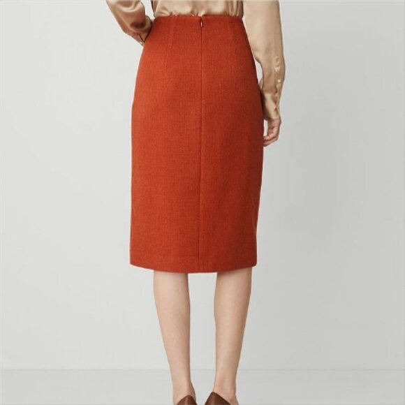ANN TAYLOR PENCIL SKIRT BASKETWEAVE CHAIN LINK SLIT SKIRT FRESH CLAY RUST ORANGE - Picture 4 of 9